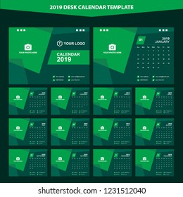 2019 Desk Calendar Template Vector