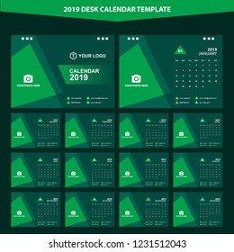 2019 Desk Calendar Template Vector