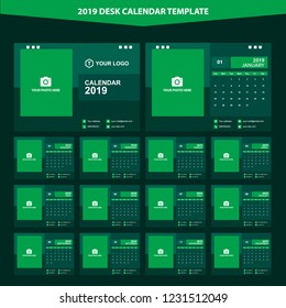 2019 Desk Calendar Template Vector