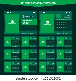 2019 Desk Calendar Template Vector