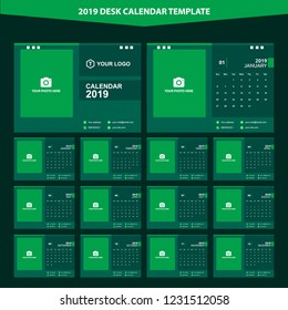 2019 Desk Calendar Template Vector