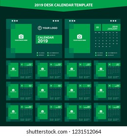 2019 Desk Calendar Template Vector