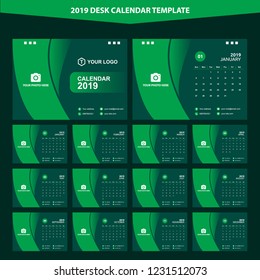 2019 Desk Calendar Template Vector