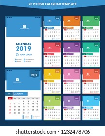 2019 Desk Calendar Template Vector