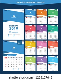 2019 Desk Calendar Template Vector