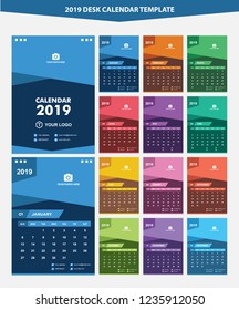 2019 Desk Calendar Template Vector