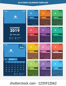 2019 Desk Calendar Template Vector