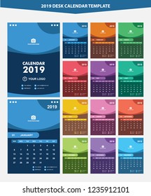 2019 Desk Calendar Template Vector