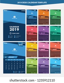 2019 Desk Calendar Template Vector