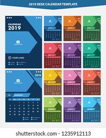 2019 Desk Calendar Template Vector