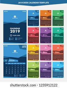 2019 Desk Calendar Template Vector