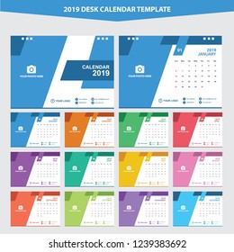 2019 Desk Calendar Template Vector