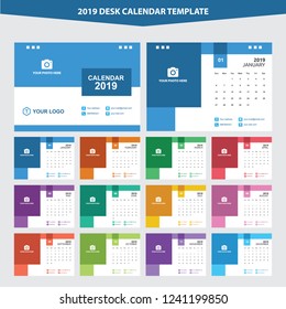 2019 Desk Calendar Template Vector