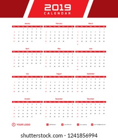 2019 Desk Calendar Template Vector