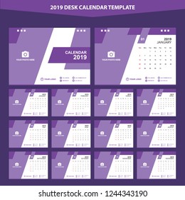 2019 Desk Calendar Template Vector