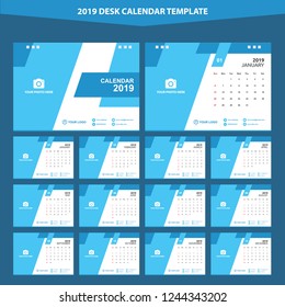 2019 Desk Calendar Template Vector