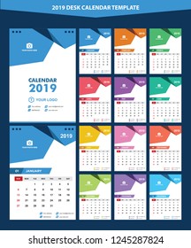 2019 Desk Calendar Template Vector