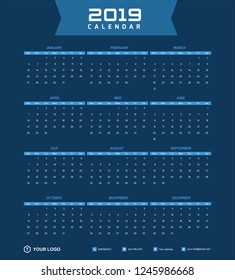 2019 Desk Calendar Vector Template Layout Design, Simple, Minimal and Elegant