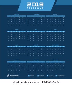 2019 Desk Calendar Vector Template Layout Design, Simple, Minimal and Elegant
