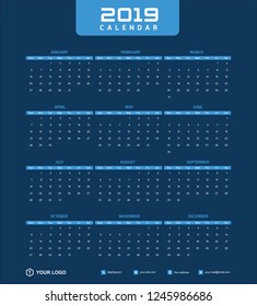 2019 Desk Calendar Vector Template Layout Design, Simple, Minimal and Elegant