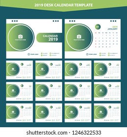 2019 Desk Calendar Vector Template Layout Design, Simple, Minimal and Elegant