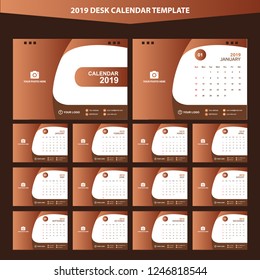 2019 Desk Calendar Vector Template Layout Design, Simple, Minimal and Elegant