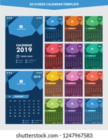 2019 Desk Calendar Vector Template Layout Design, Simple, Minimal and Elegant