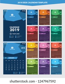 2019 Desk Calendar Vector Template Layout Design, Simple, Minimal and Elegant