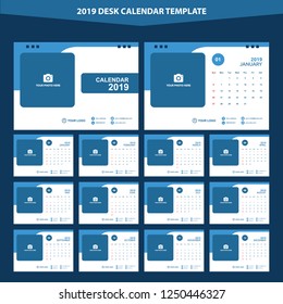 2019 Desk Calendar Vector Template Layout Design, Simple, Minimal and Elegant