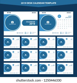 2019 Desk Calendar Vector Template Layout Design, Simple, Minimal and Elegant