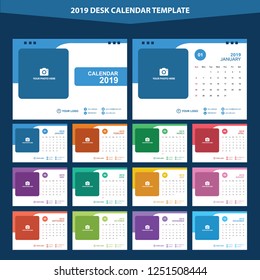 2019 Desk Calendar Vector Template Layout Design, Simple, Minimal and Elegant
