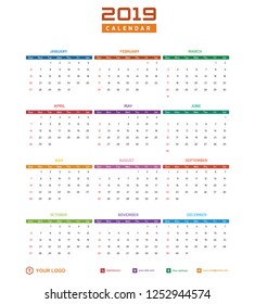 2019 Desk Calendar Vector Template Layout Design, Simple, Minimal and Elegant