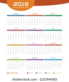 2019 Desk Calendar Vector Template Layout Design, Simple, Minimal and Elegant