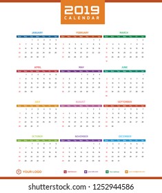 2019 Desk Calendar Vector Template Layout Design, Simple, Minimal and Elegant