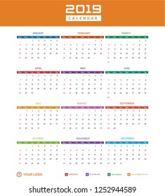 2019 Desk Calendar Vector Template Layout Design, Simple, Minimal and Elegant