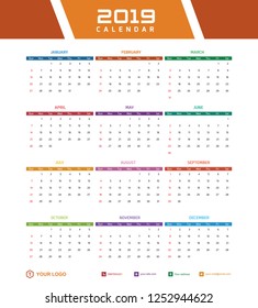 2019 Desk Calendar Vector Template Layout Design, Simple, Minimal and Elegant