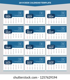 2019 Desk Calendar Vector Template Layout Design, Simple, Minimal and Elegant