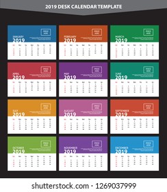 2019 Desk Calendar Vector Template Layout Design, Simple, Minimal and Elegant
