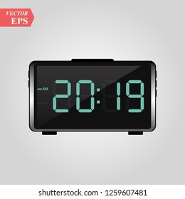 2019 digits - symbol of new year in led digital display of alarm clock - vector illustration for new year decoration