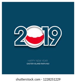 2019 Easter Island Rapa Nui Typography, Happy New Year Background