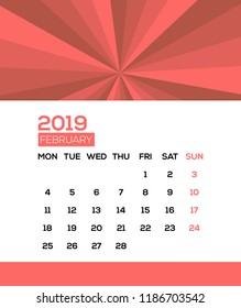 2019 February Calendar Design 