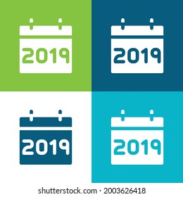 Juego mínimo de iconos de cuatro colores plano 2019
