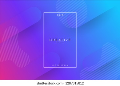 2019 fluid banner design, Happy new year. 2019 new year celebration. 2019 landing page background. Blur, liquid, wavy, dynamic shape background. Trendy and modern background color.