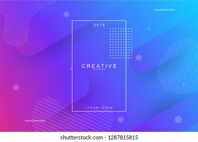 2019 fluid banner design, Happy new year. 2019 new year celebration. 2019 landing page background. Blur, liquid, wavy, dynamic shape background. Trendy and modern background color.