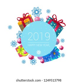 2019 gifts snowflakes, Christmas toys, circle