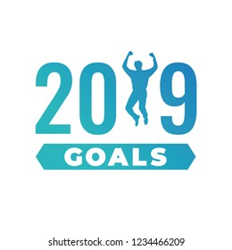 2019 Goals Vector graphic with year 2019 and artistically styled images