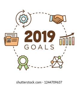 2019 Goals Vector graphic with year 2019 and artistically styled images