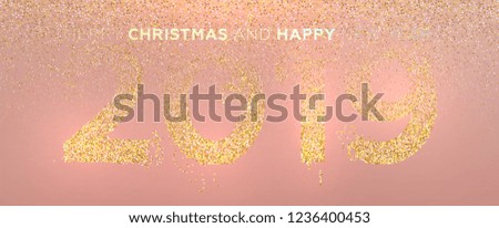 2019 Gold glitter background for New Year covers, brochures, annual reports and greeting cards design. Eps10 vector illustration