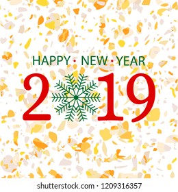 2019 golden happy new year vector background card design