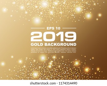 2019 greetings. 3d flow shapes. gold Liquid wave modern background. Vector graphic. eps 10 